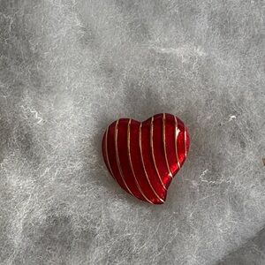 Talbots Red and Gold Heart Brooch